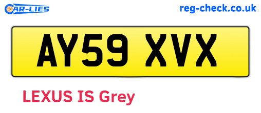 AY59XVX are the vehicle registration plates.