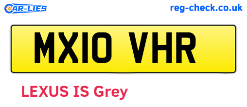 MX10VHR are the vehicle registration plates.
