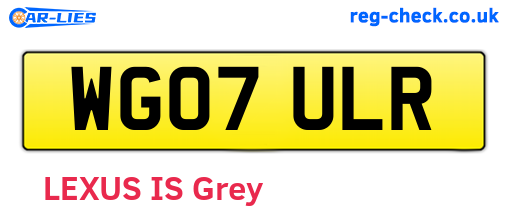 WG07ULR are the vehicle registration plates.