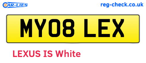 MY08LEX are the vehicle registration plates.