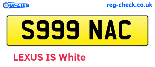 S999NAC are the vehicle registration plates.