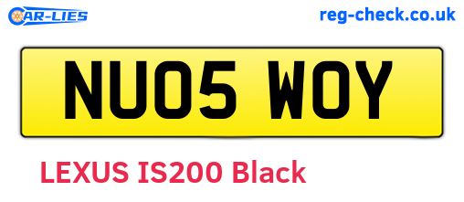 NU05WOY are the vehicle registration plates.
