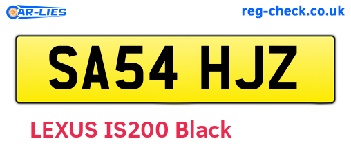 SA54HJZ are the vehicle registration plates.