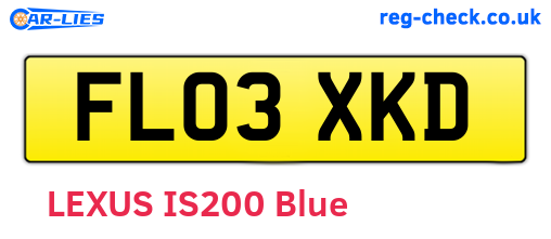 FL03XKD are the vehicle registration plates.