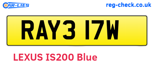 RAY317W are the vehicle registration plates.