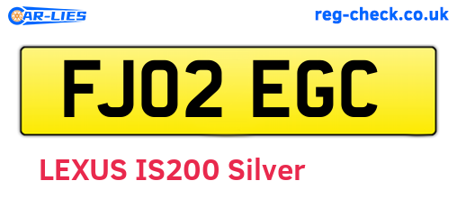 FJ02EGC are the vehicle registration plates.