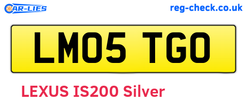LM05TGO are the vehicle registration plates.