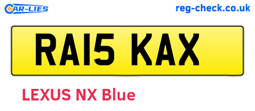 RA15KAX are the vehicle registration plates.