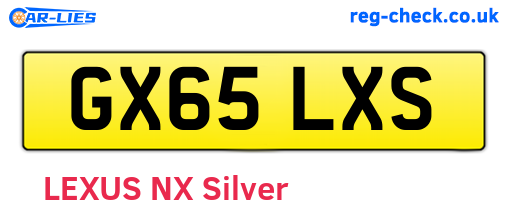 GX65LXS are the vehicle registration plates.