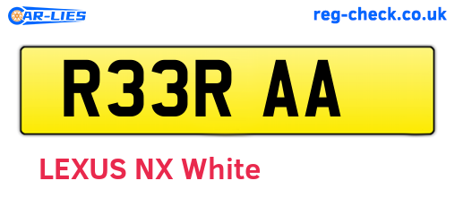 R33RAA are the vehicle registration plates.