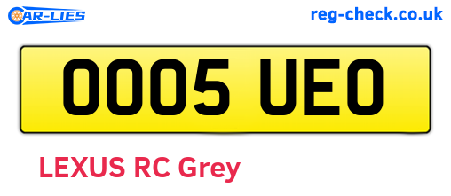OO05UEO are the vehicle registration plates.