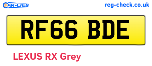 RF66BDE are the vehicle registration plates.