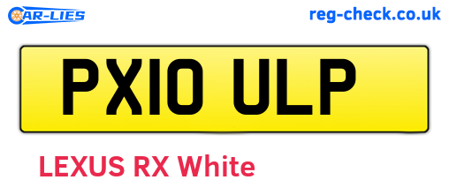 PX10ULP are the vehicle registration plates.