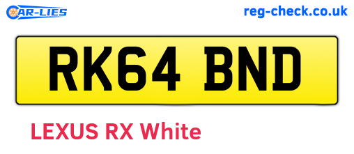 RK64BND are the vehicle registration plates.