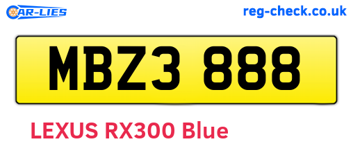 MBZ3888 are the vehicle registration plates.