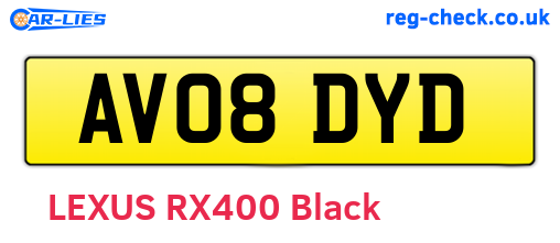 AV08DYD are the vehicle registration plates.