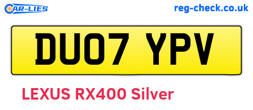 DU07YPV are the vehicle registration plates.