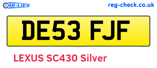 DE53FJF are the vehicle registration plates.