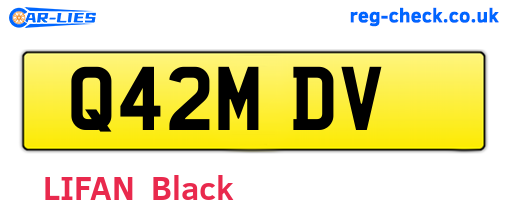 Q42MDV are the vehicle registration plates.