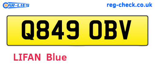 Q849OBV are the vehicle registration plates.