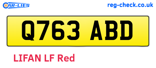 Q763ABD are the vehicle registration plates.
