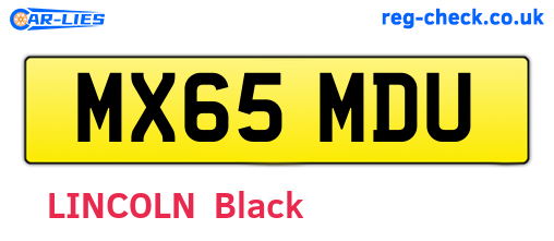 MX65MDU are the vehicle registration plates.