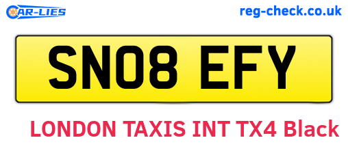 SN08EFY are the vehicle registration plates.