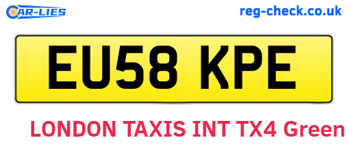 EU58KPE are the vehicle registration plates.