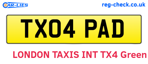 TX04PAD are the vehicle registration plates.
