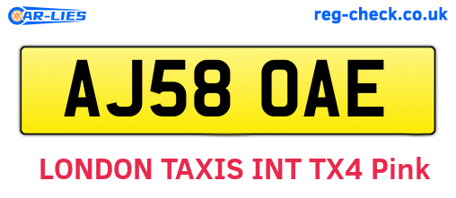 AJ58OAE are the vehicle registration plates.