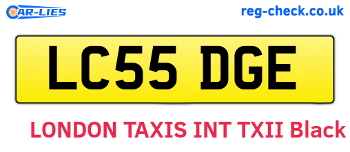 LC55DGE are the vehicle registration plates.