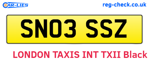 SN03SSZ are the vehicle registration plates.