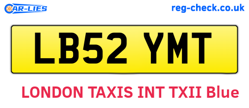 LB52YMT are the vehicle registration plates.