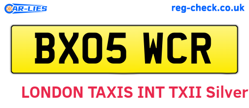 BX05WCR are the vehicle registration plates.