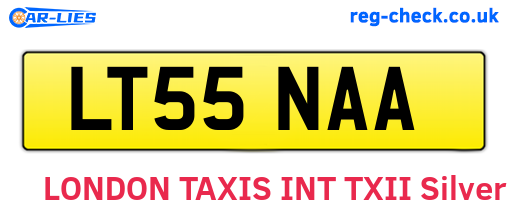 LT55NAA are the vehicle registration plates.