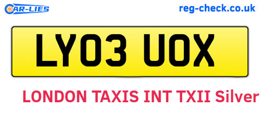 LY03UOX are the vehicle registration plates.