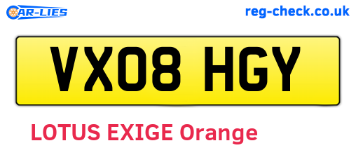 VX08HGY are the vehicle registration plates.