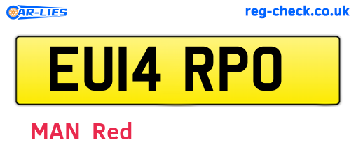 EU14RPO are the vehicle registration plates.