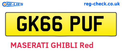 GK66PUF are the vehicle registration plates.