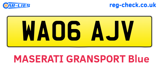 WA06AJV are the vehicle registration plates.