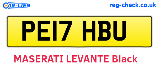 PE17HBU are the vehicle registration plates.
