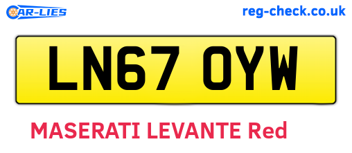 LN67OYW are the vehicle registration plates.