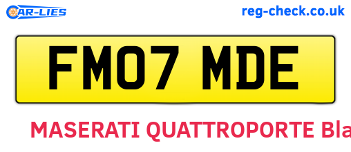 FM07MDE are the vehicle registration plates.