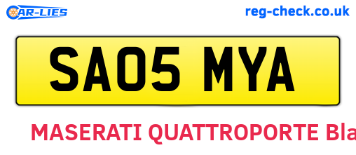 SA05MYA are the vehicle registration plates.