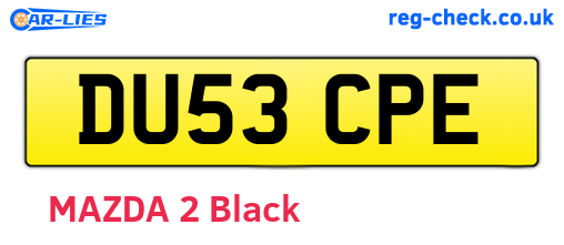 DU53CPE are the vehicle registration plates.