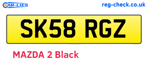 SK58RGZ are the vehicle registration plates.