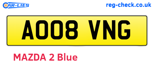 AO08VNG are the vehicle registration plates.