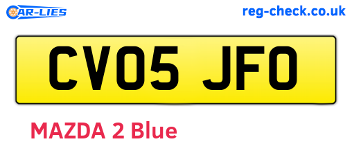 CV05JFO are the vehicle registration plates.