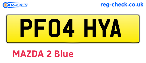 PF04HYA are the vehicle registration plates.