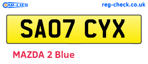 SA07CYX are the vehicle registration plates.